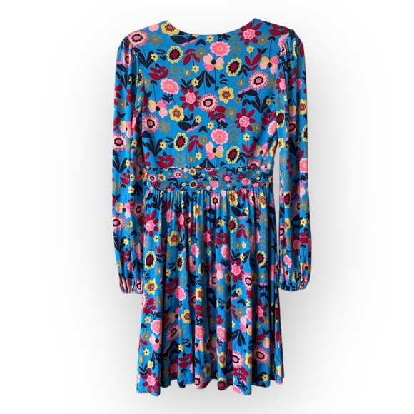 NWTBoden Jersey Mini Tea Dress Moroccan Blue Floral Long Sleeve Cottagecore Sz 2 - Picture 3 of 12